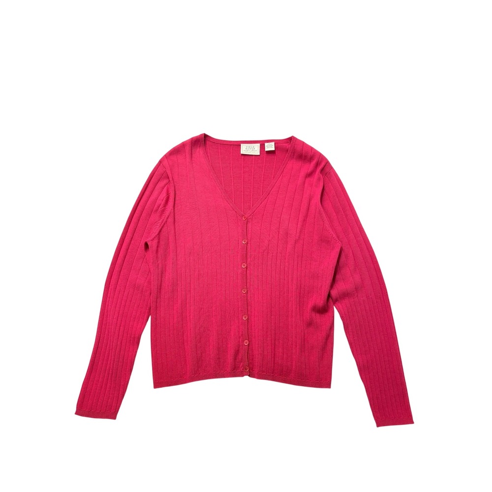 Field Manor Vintage Silk Cotton Ribbed Cardigan Barbie Pink Lolita Large‎